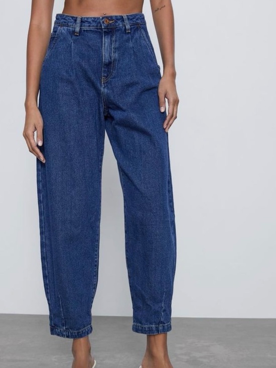 Zara Denim - Zara- High-Rise Balloon Jeans - Blue